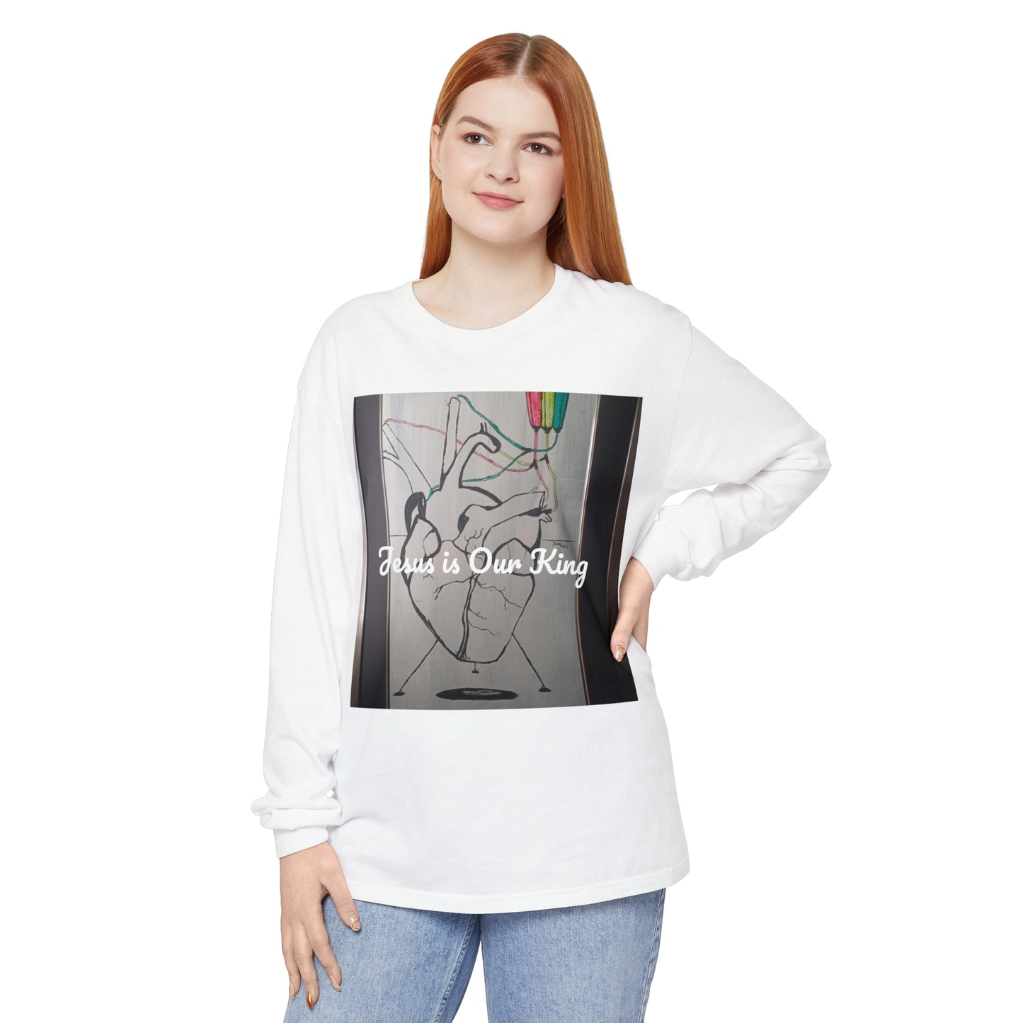 Adding color to a bleached heart Long Sleeve T-Shirt