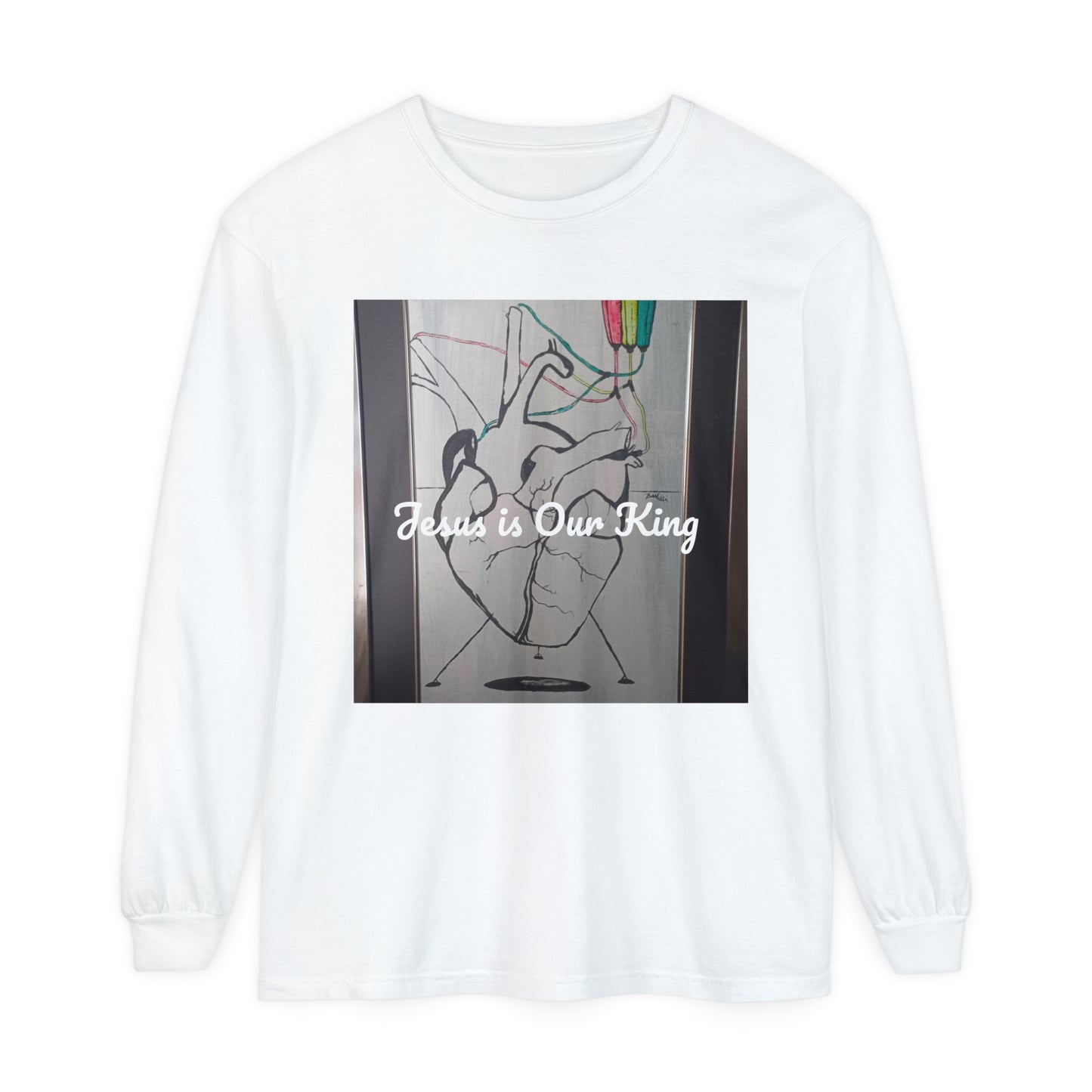 Adding color to a bleached heart Long Sleeve T-Shirt