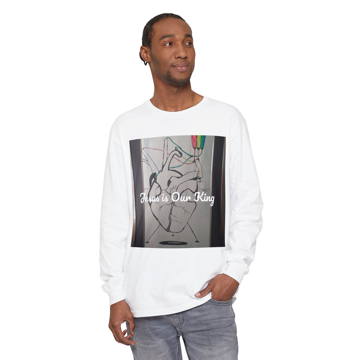 Adding color to a bleached heart Long Sleeve T-Shirt